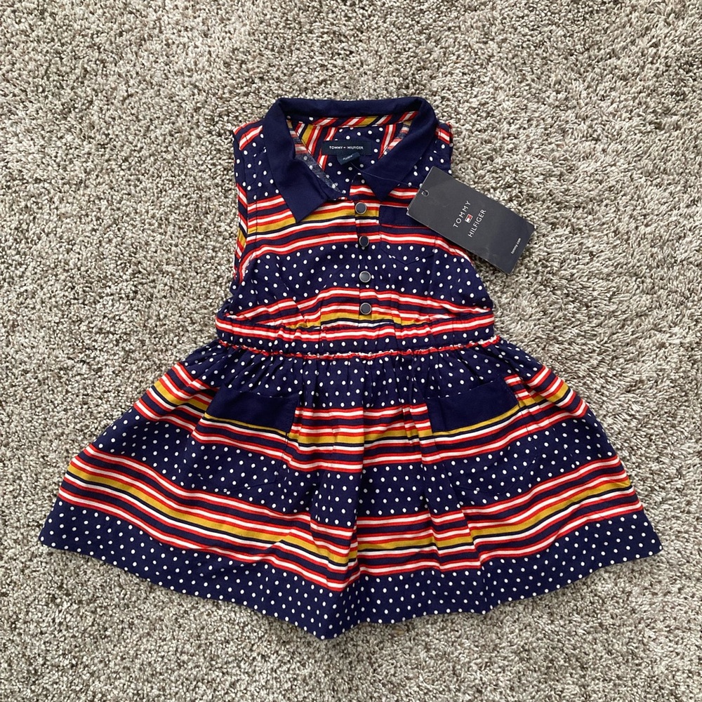 Tommy Hilfiger Size 6-9 Months Dress Polkadot And Striped NTW